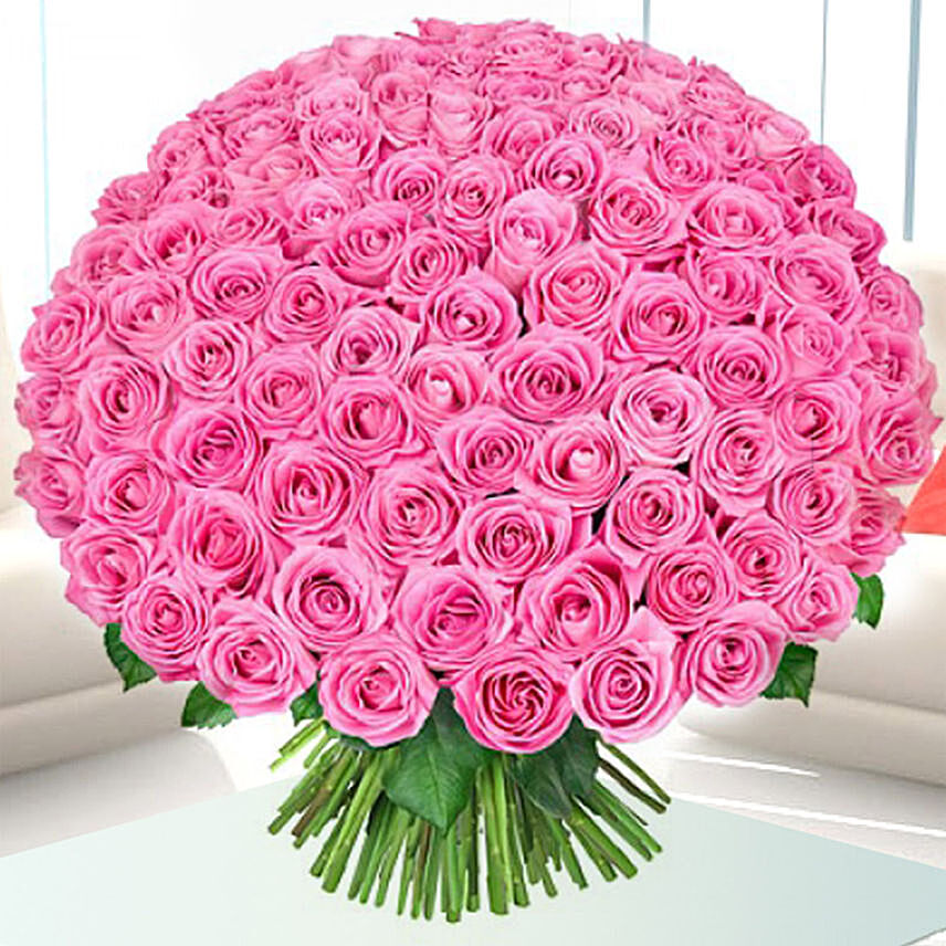 100 Delicate Pink Roses Bunch