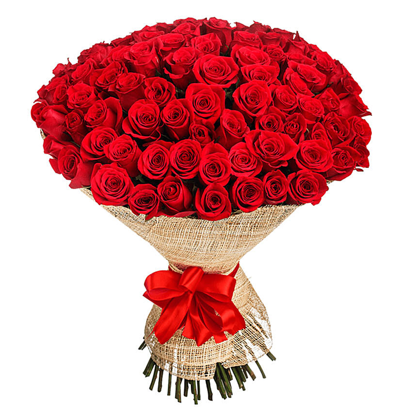 100 Elegant Red Roses Bouquet