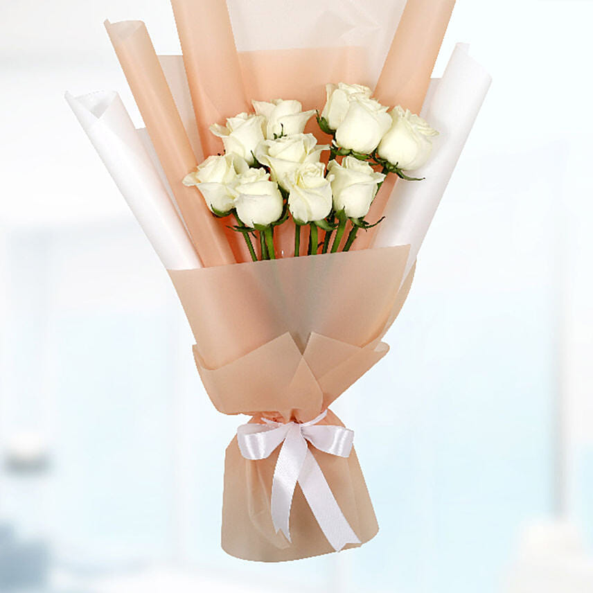 Bouquet Of 10 White Roses