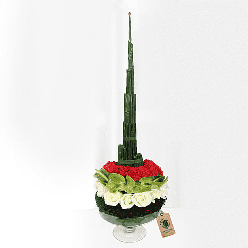 Burj Khalifa Shaped Flower Arrangement- Premium