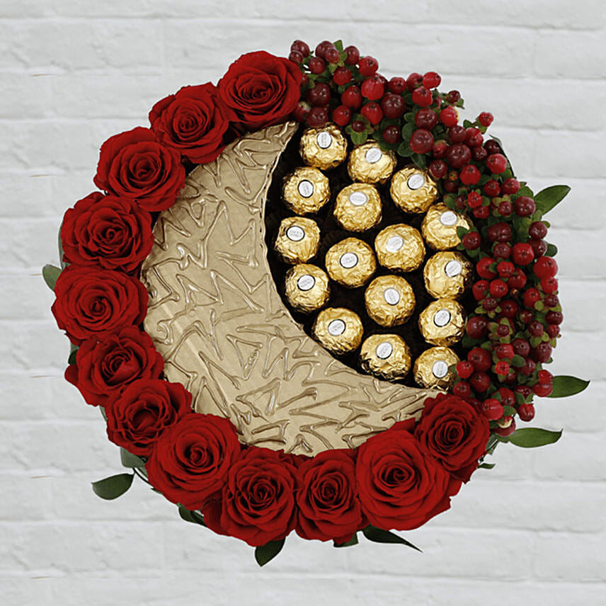 EID Red Roses & Rocher Arrangement- Deluxe