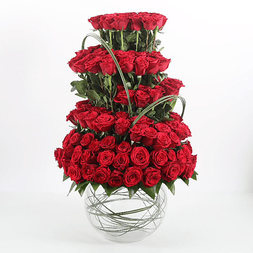 Fish Bowl Of 101 Red Roses