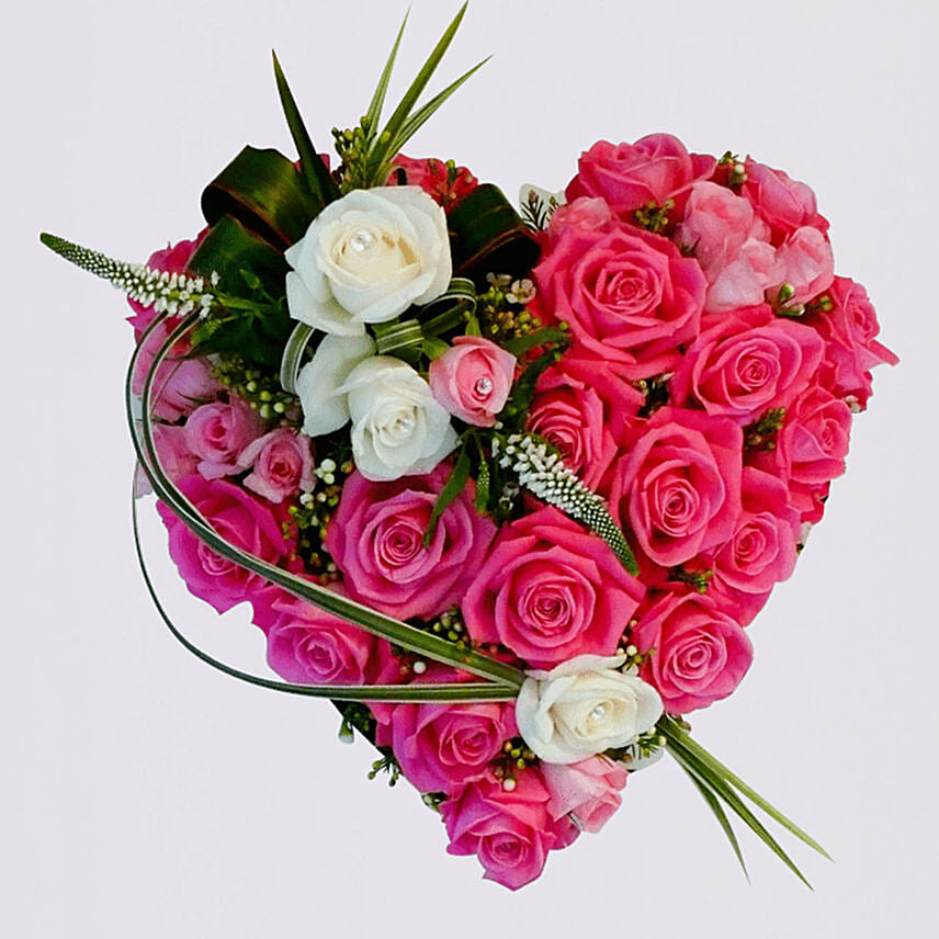 Heart Shaped Arrangement Of Roses- Deluxe