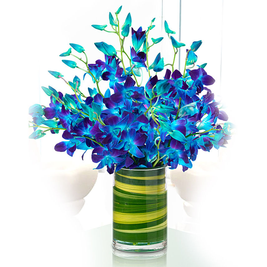 Magical Blue Orchids Vase- Premium