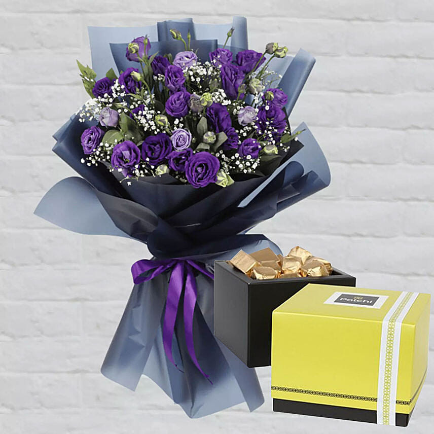 Purple Lisianthus & Patchi Chocolates 250 gms