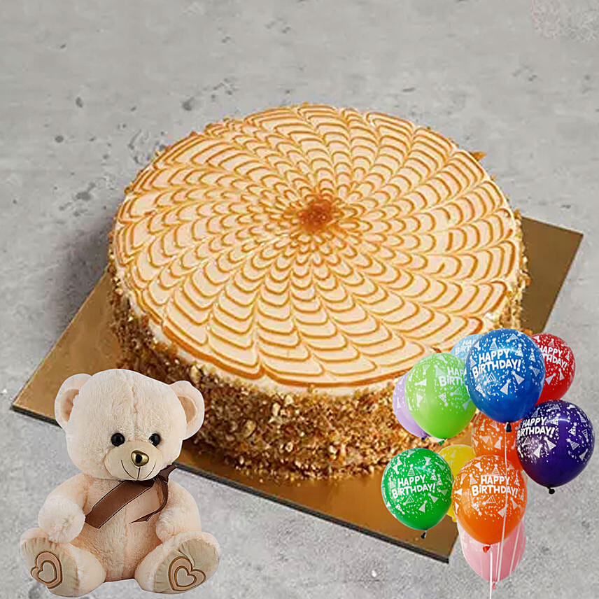 Butterscotch Cake & Soft Toy Combo