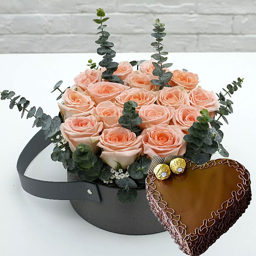 Heart Shaped Cake with Light Pink Roses