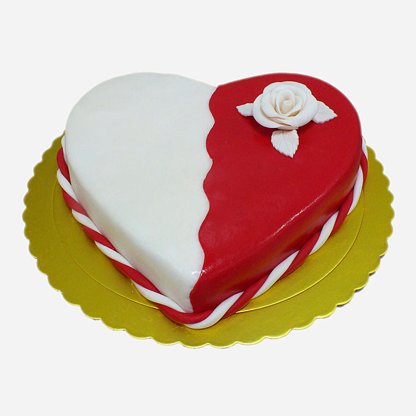 Red And White Heart Shape Cake