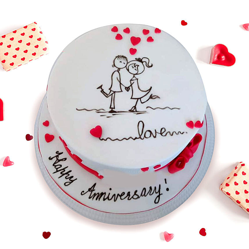 Beautiful Anniversary Chocolate Cake 1.5 Kgs