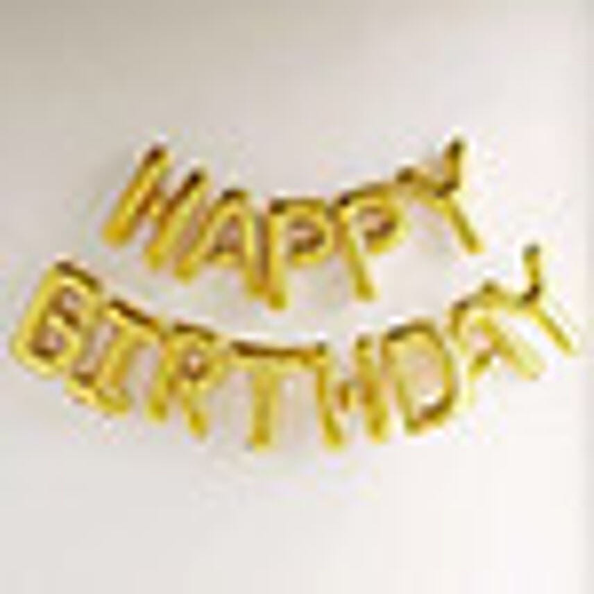 Happy Birthday Alphabet Golden Balloon Set