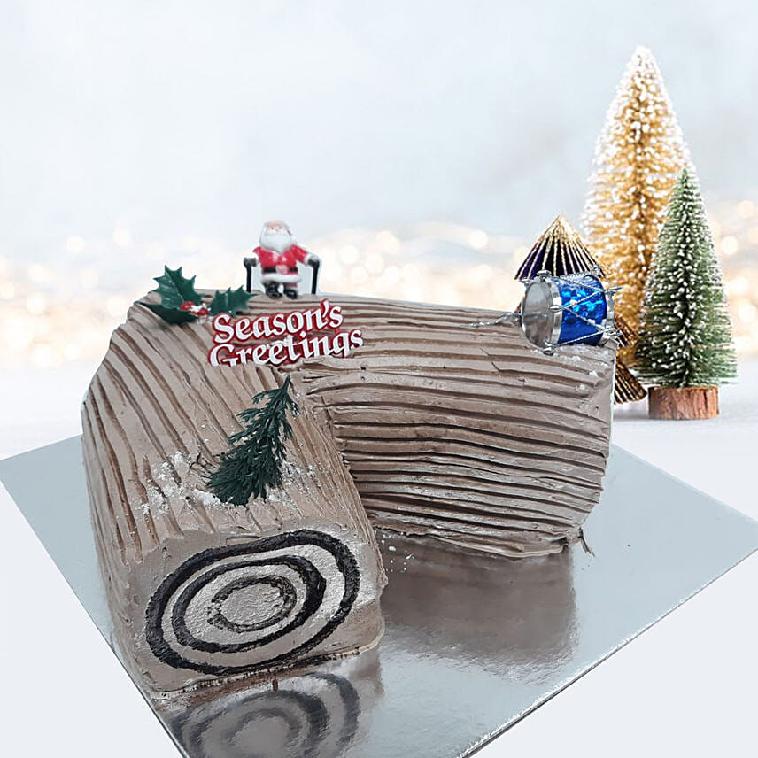 Large Chocolate Yule Log Cake