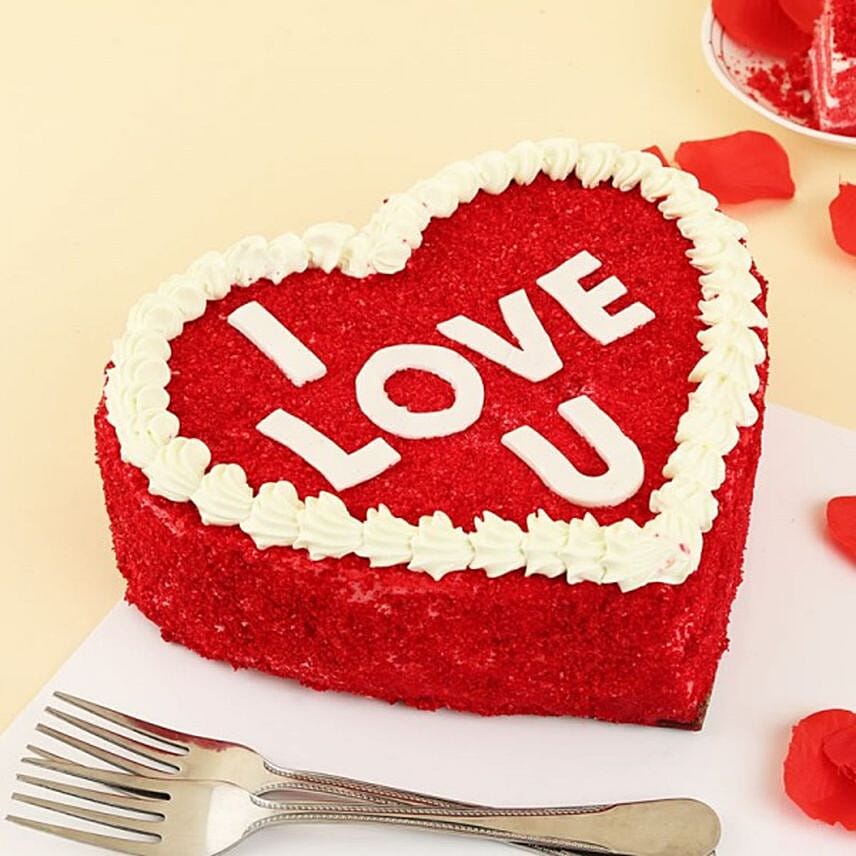 I Love You Heart Shape Red Velvet Cake