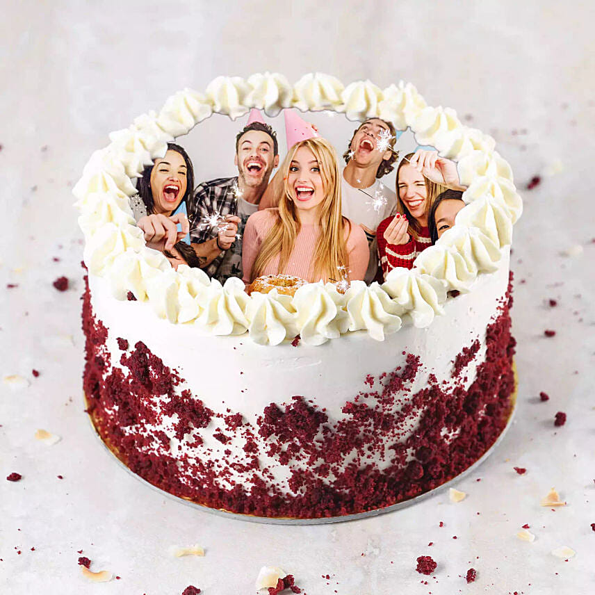 Red velvet Photo Cake For Birthday 2 Kg