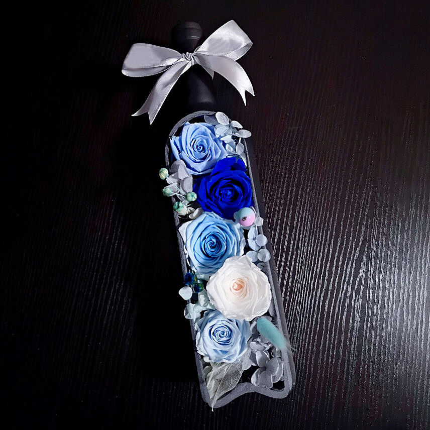 Blue Flower Art Bottle