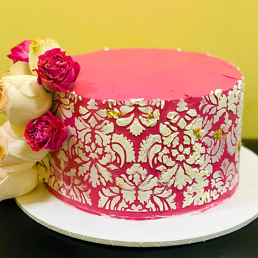 Designer Flower Red Velvet Cake
