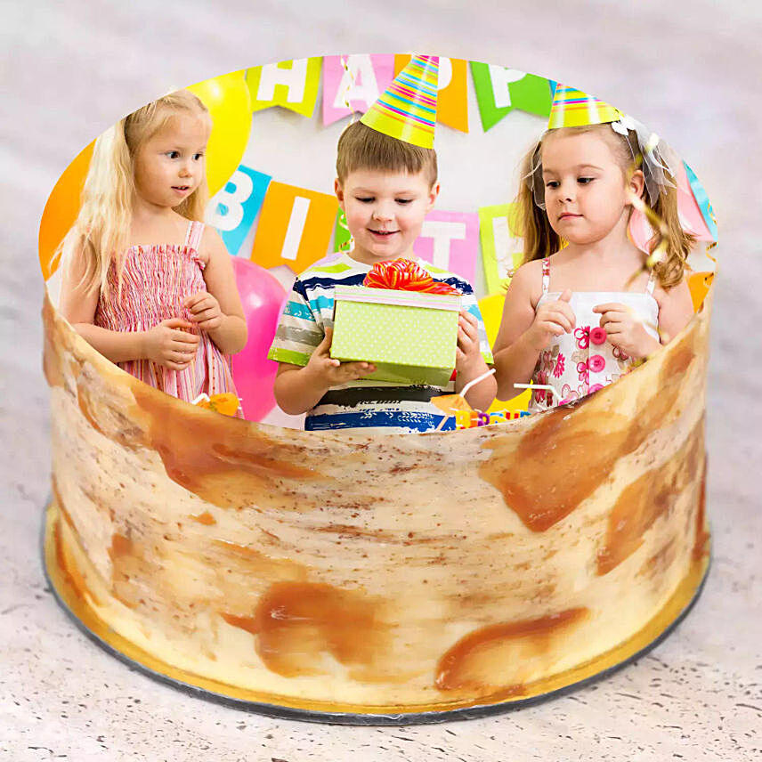 Eggless Birthday Special Caramel Photo Cake