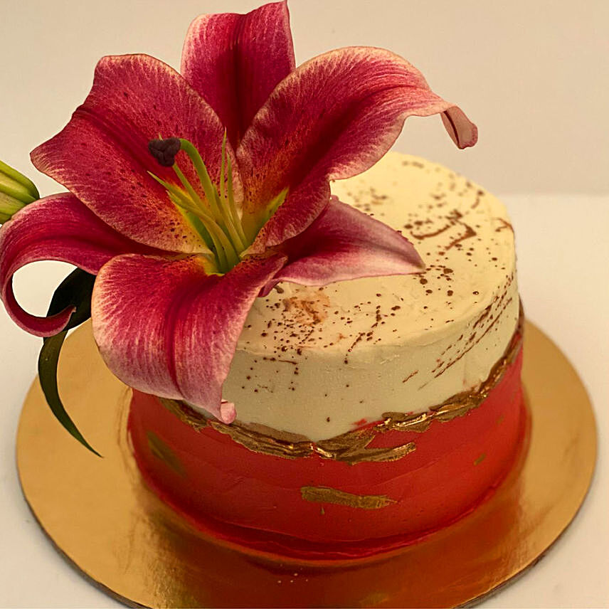 Lily Flower Red Velvet Cake