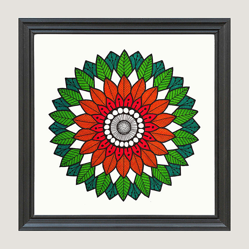 Green & Orange Art Black Frame