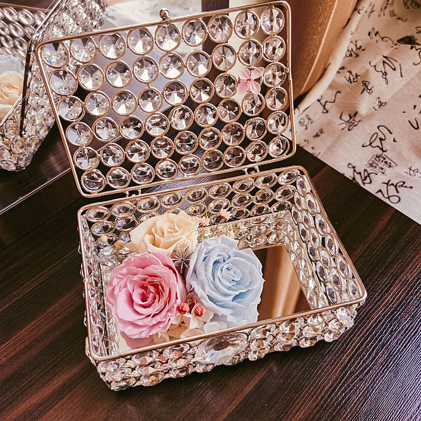 Diamond Jewelry Box With Eternal Flowers