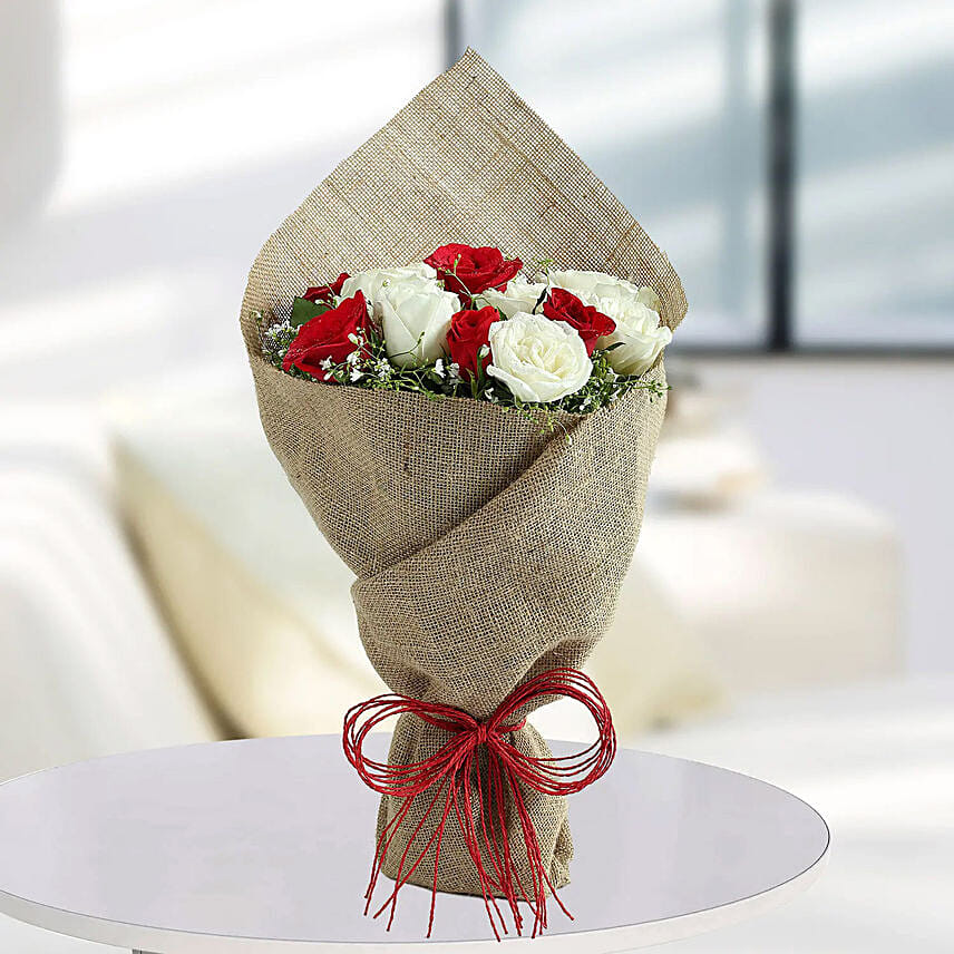 White Roses N Red Roses Bunch