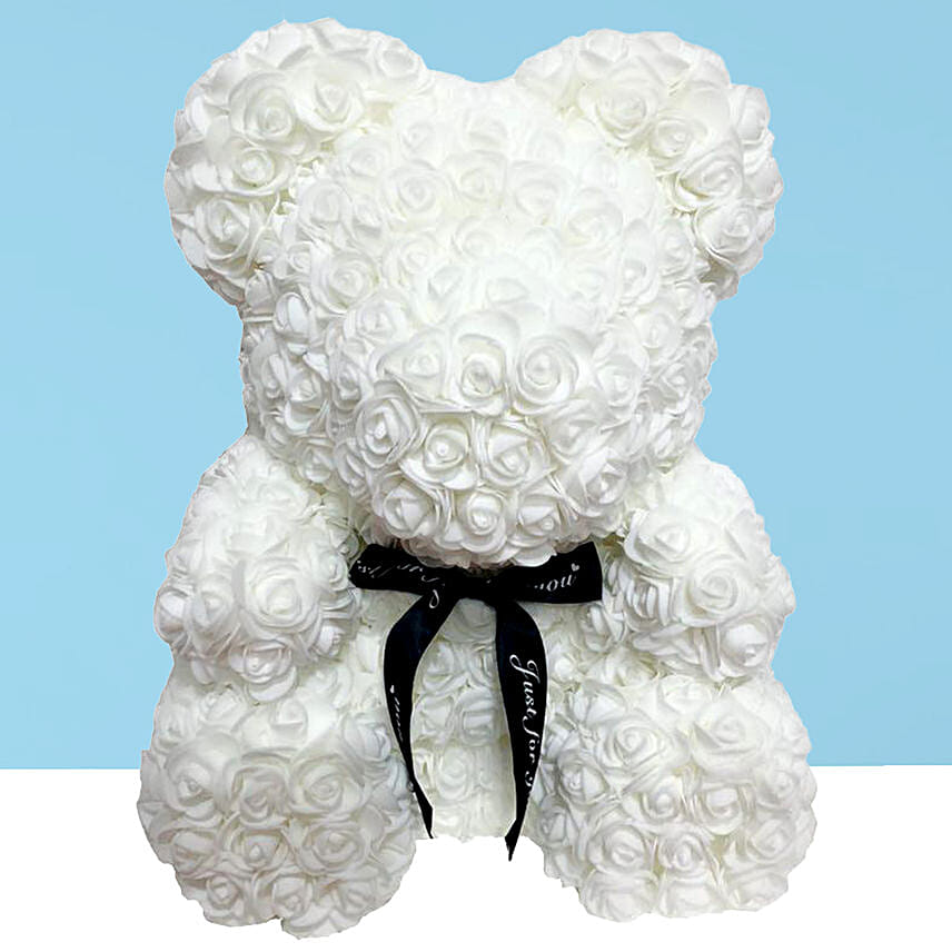 Artificial White Roses Teddy