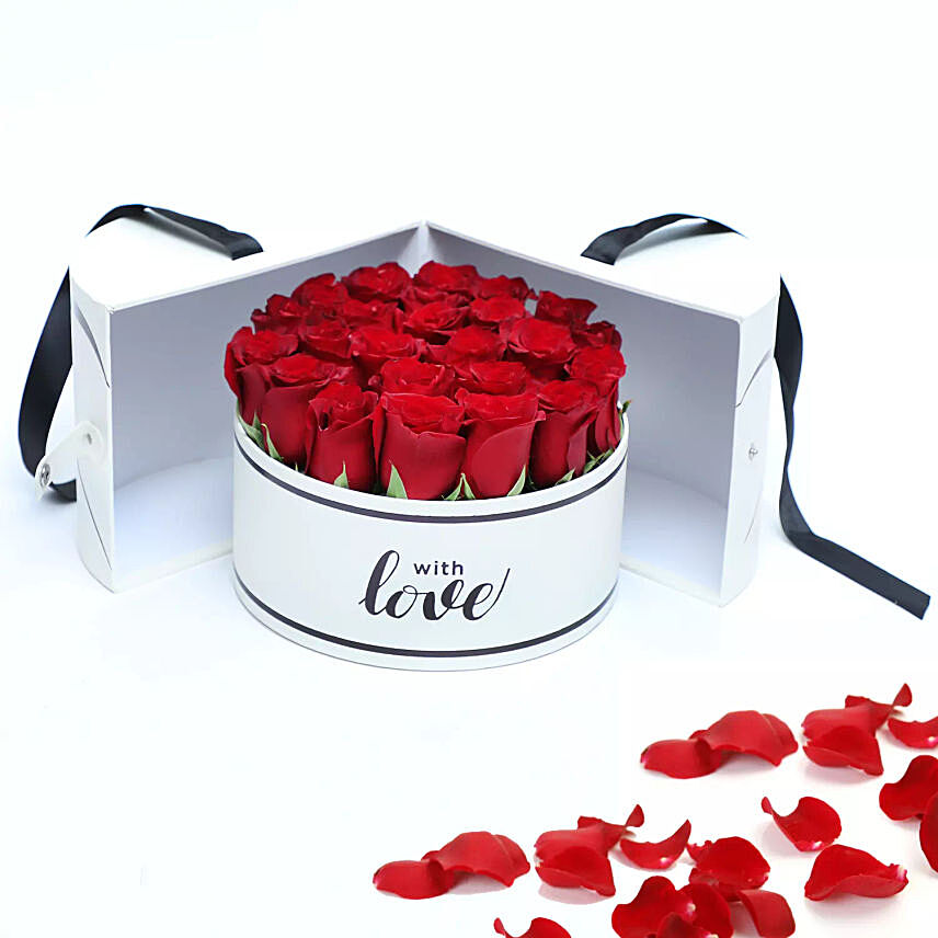 Red Roses in White Box