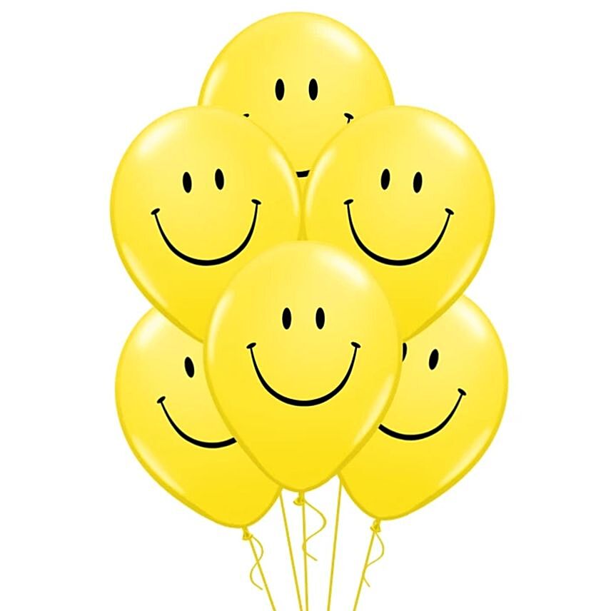 Smiley Latex Balloons 6 Pcs