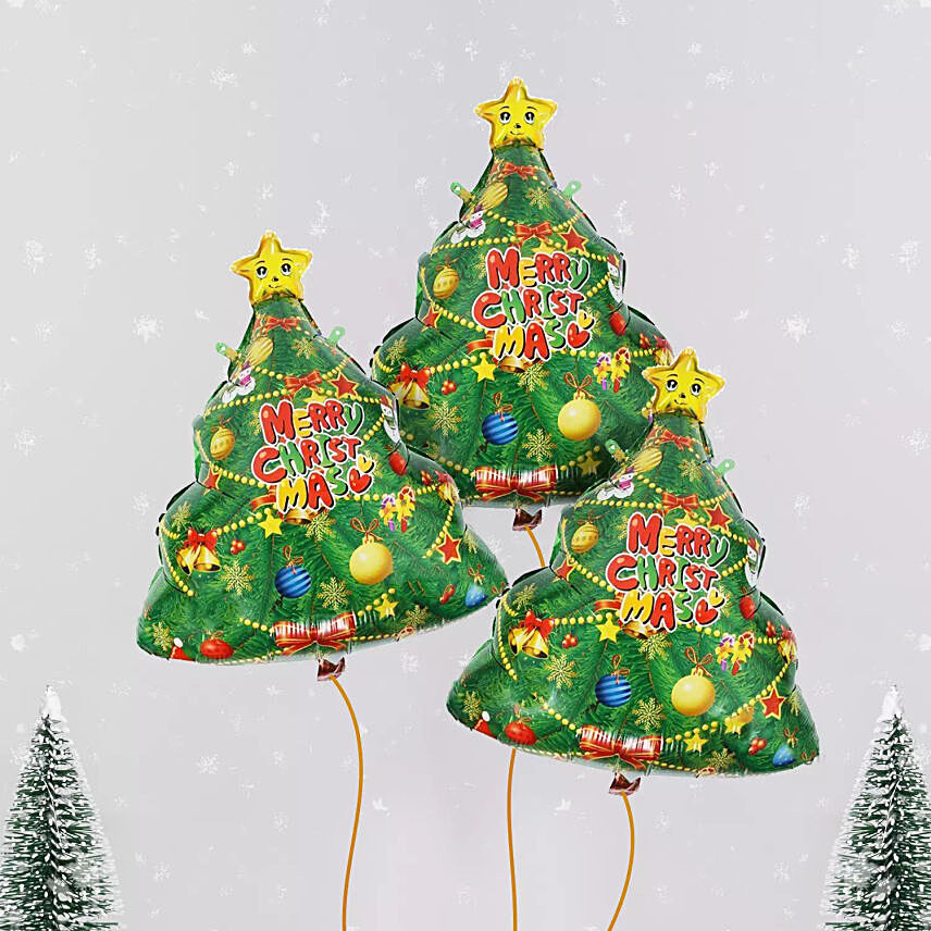 Christmas Tree Foil Balloon Set Of 3