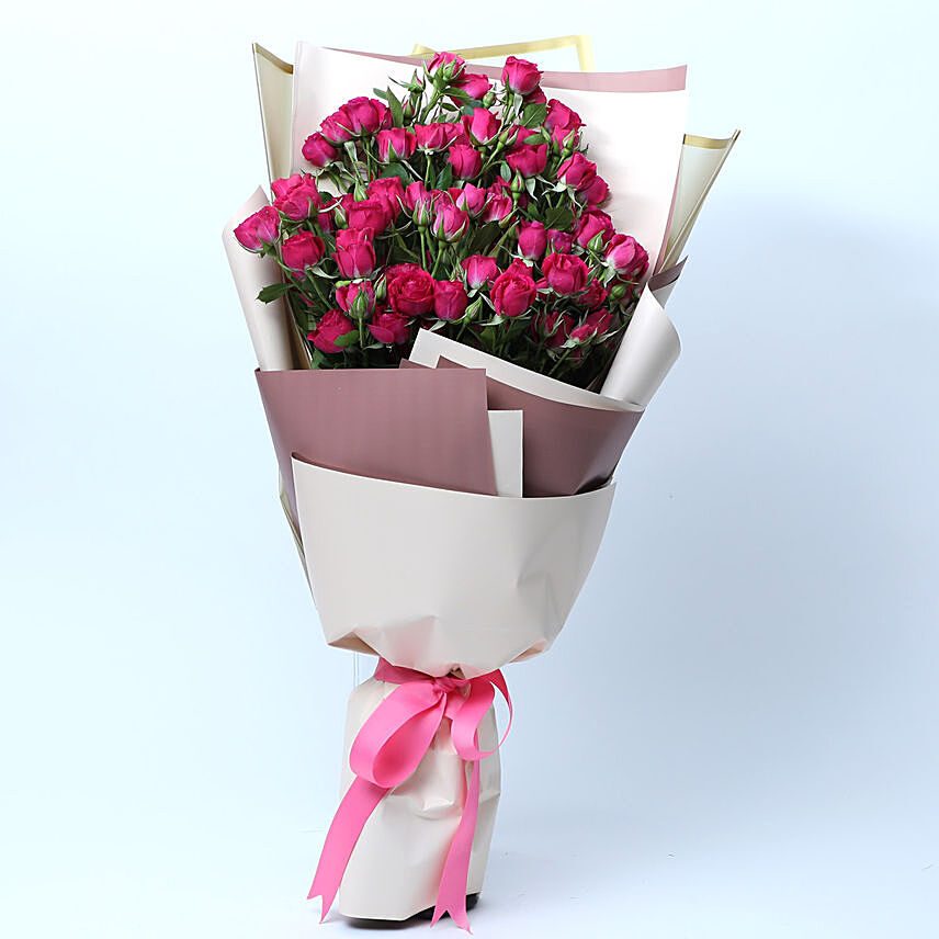 Dark Pink Spray Roses Bouquet