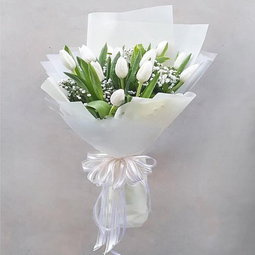 Peaceful White Tulips Bouquet