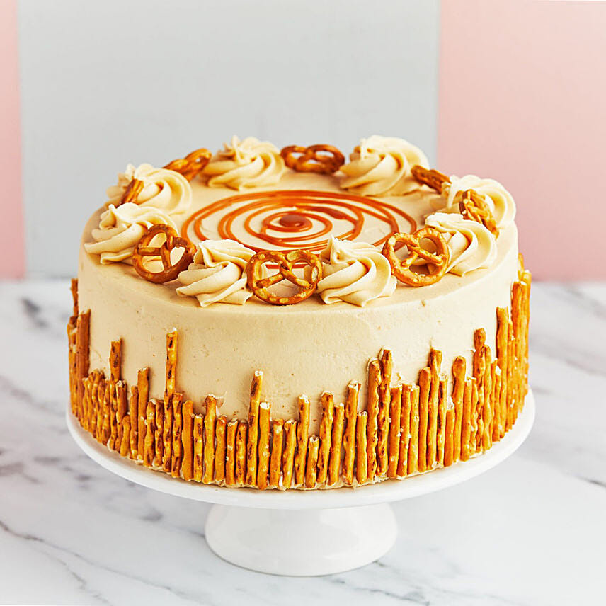 Pretzel Twist Caramel Cake