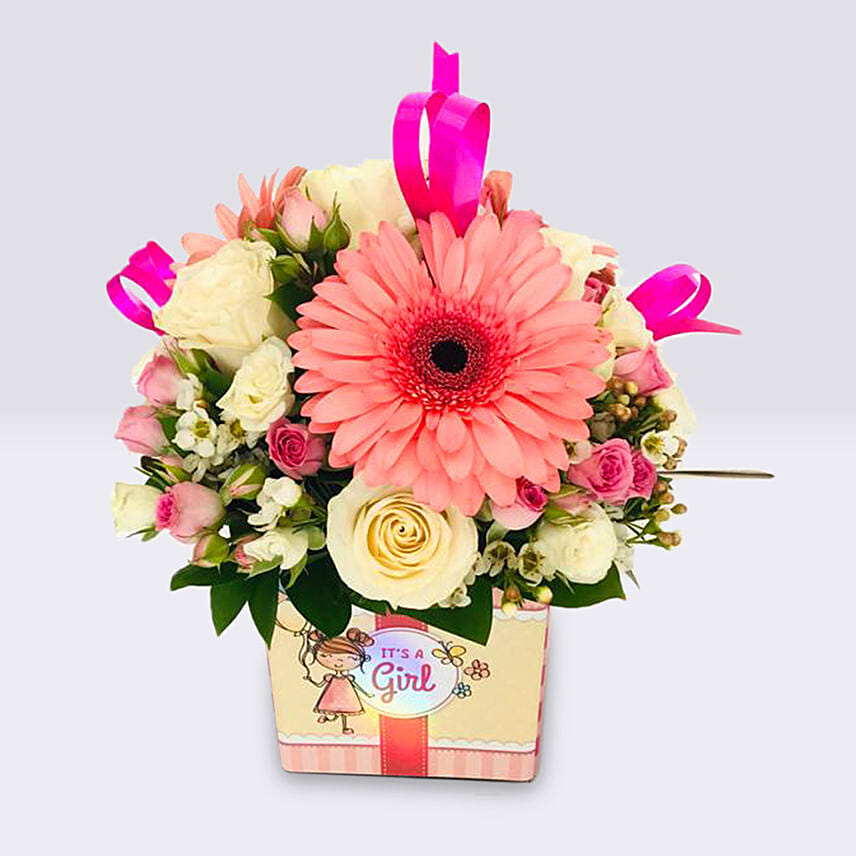 Its A Girl Mix Flowers Vase