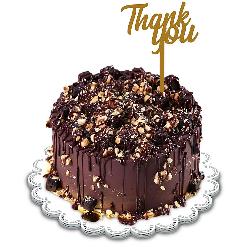 Hazelnut Cake With Thank You Topper Half Kg