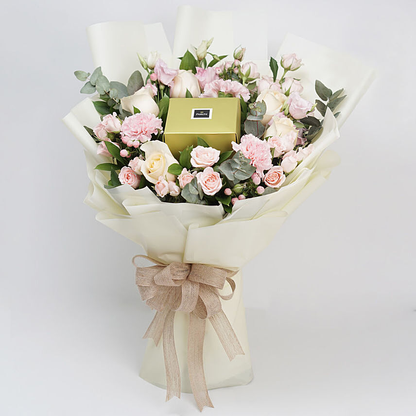 Lovely Flowers & Patchi Chocolates Bouquet