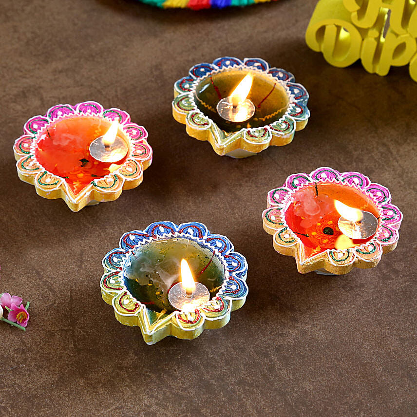 Multi Color Diyas Set Of 4