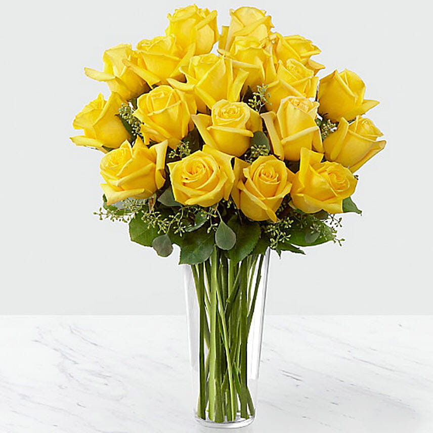 Vase Of Sunshine 12 Yellow Roses