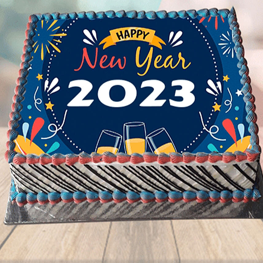 Happy New Year Square Chocolate Cake