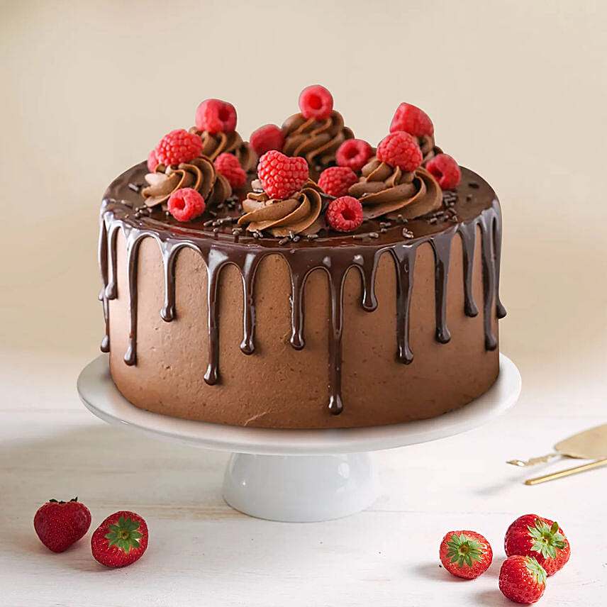 Dripping Chocolate Raspberry Cake Half Kg