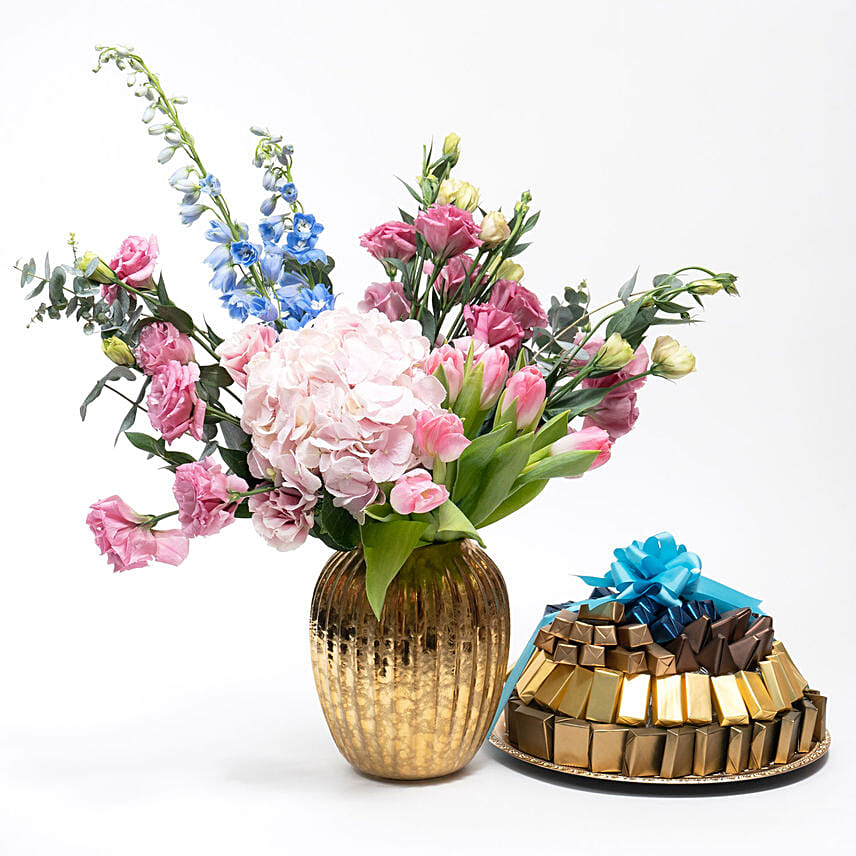 Mix Flower Arrangement with Chocolate