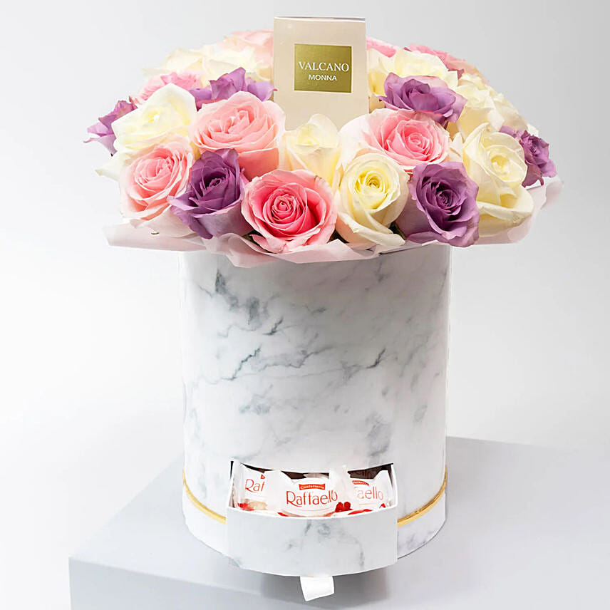 Mix Flowers Box Arrangement with Reffeelo