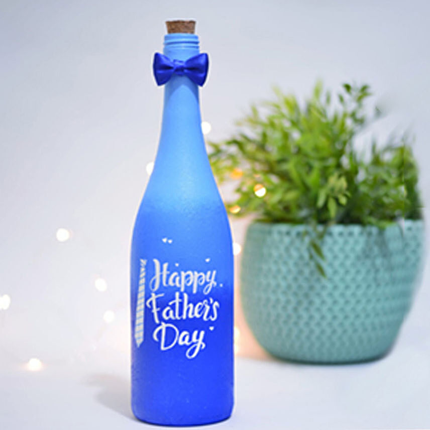 Happy Father's Day Hand Painted Glass Bottle