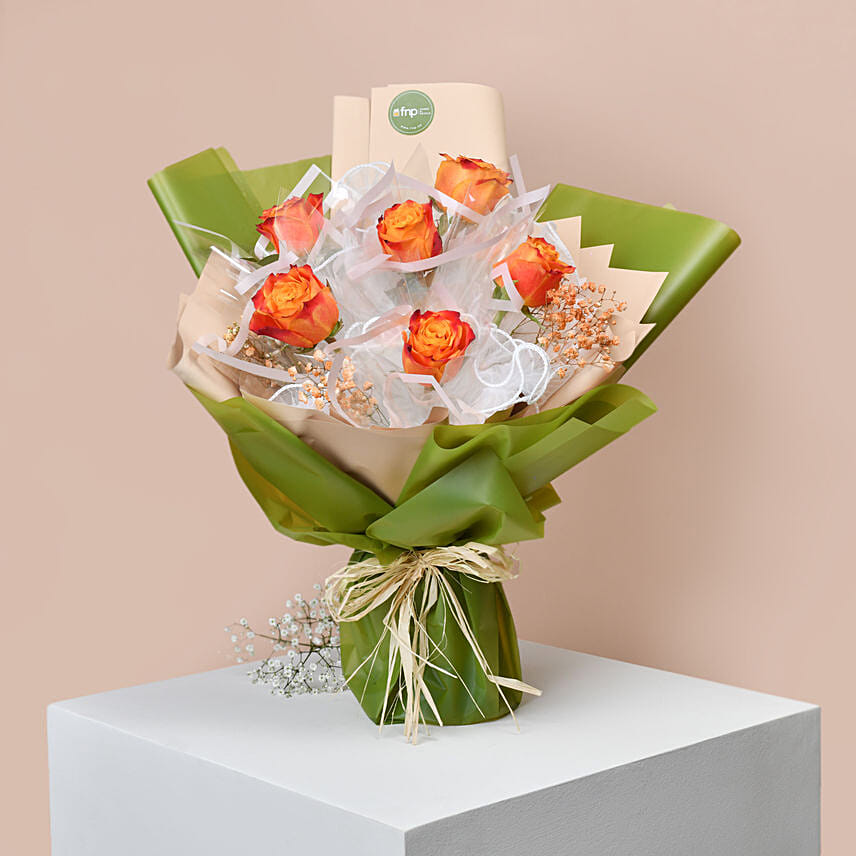 Bouquet Of Orange Roses QT