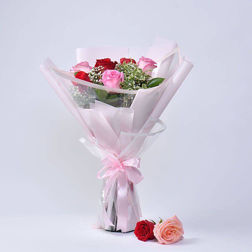 Pink and Red Roses Bouquet