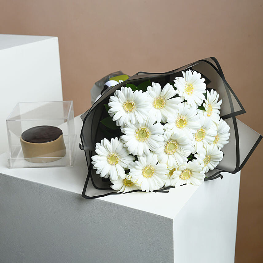 Beautiful Gerberas Bouquet And Cake