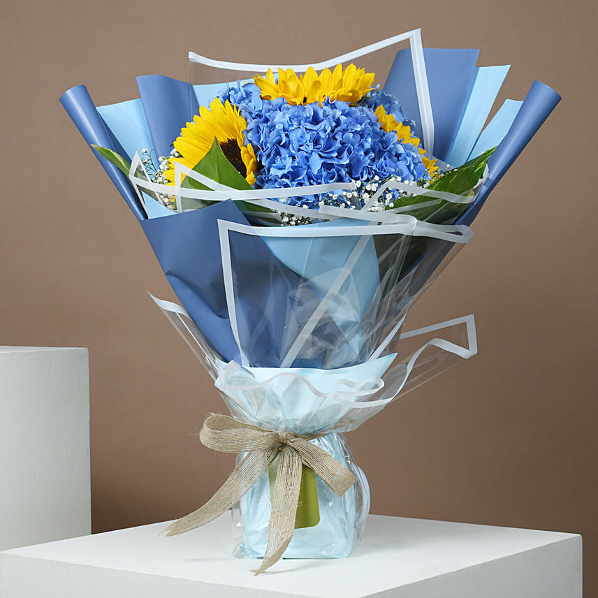 Hydrangea Bouquet with Sunflowers