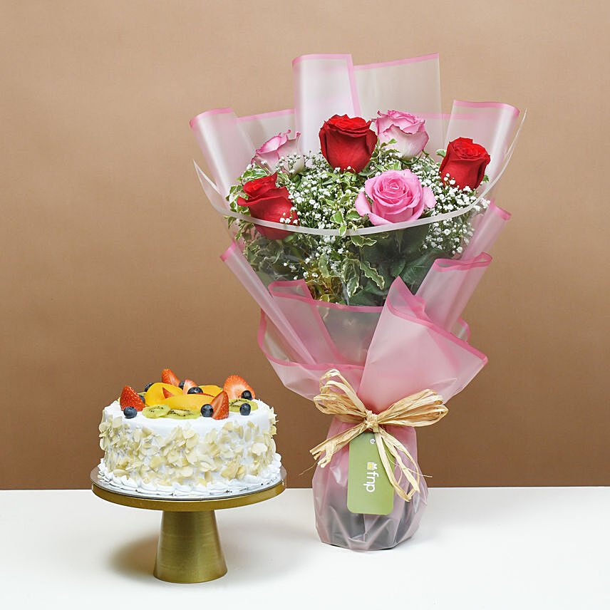 Loves Blushing Roses and Fruit Cake