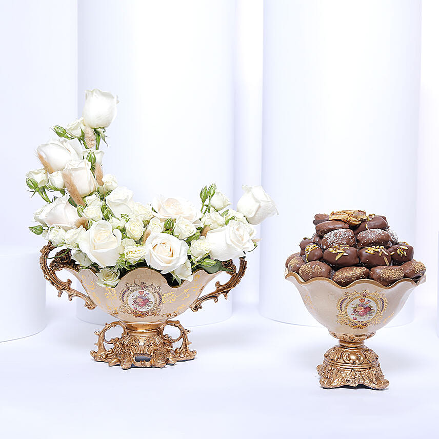 Flowers N Chocolate Coated Dates