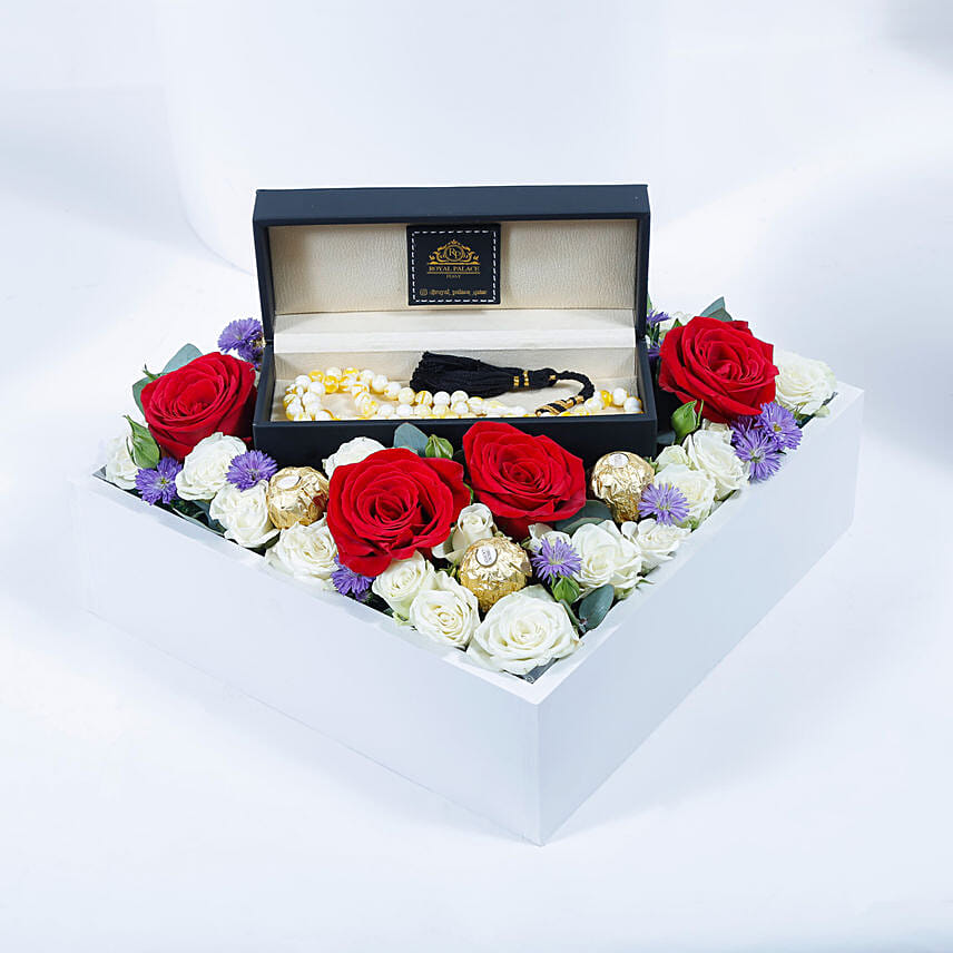 Luxury Musbah - White & Yellow - Large Edition - Elegance Floral Box