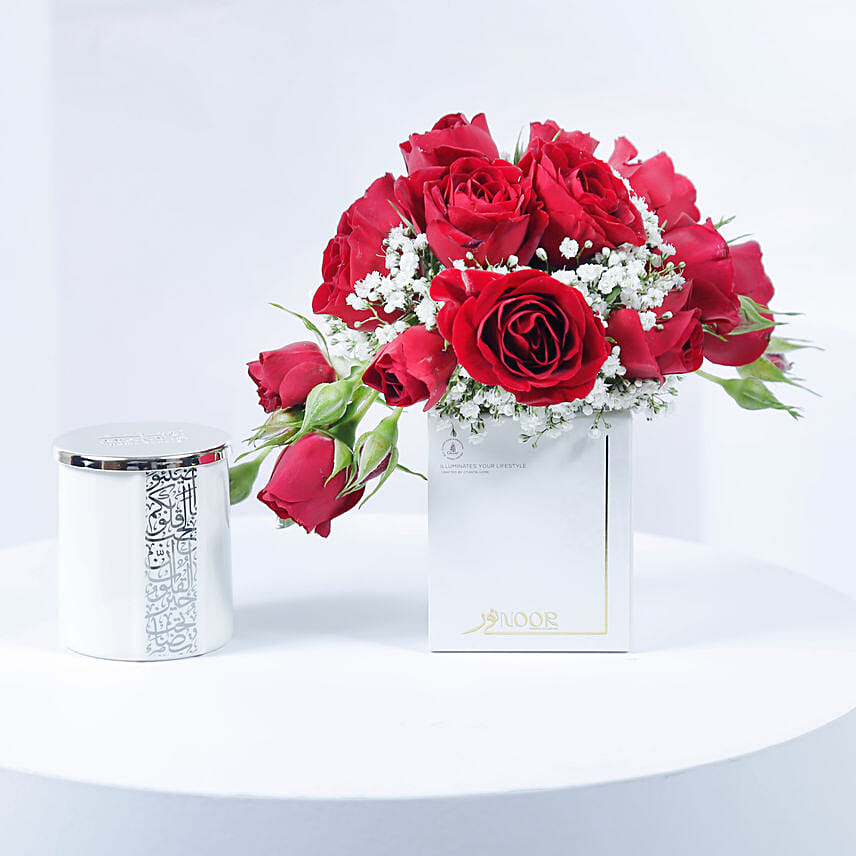 Luxury Noor - Small Candle -Vanilla Tone - Red Baby Rose