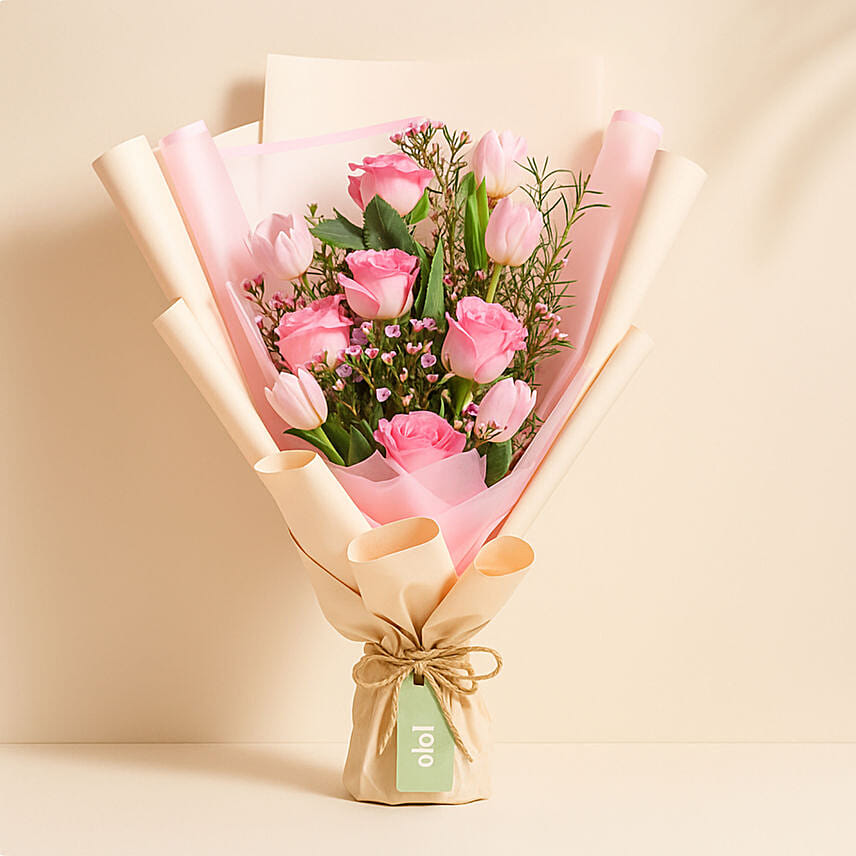 Blushing Rose & Tulip Delight: 